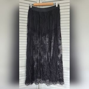 Lace Skirt Maxi Sheer Whimsicore See Through Elastic Waist Fantasy Gothic